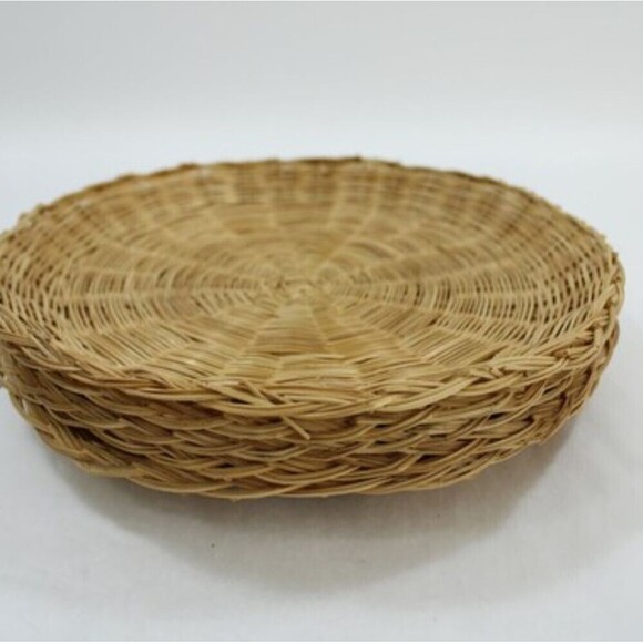 Picnic paperplate Bambo Holders Wicker Decor Vintage - Picture 3 of 7